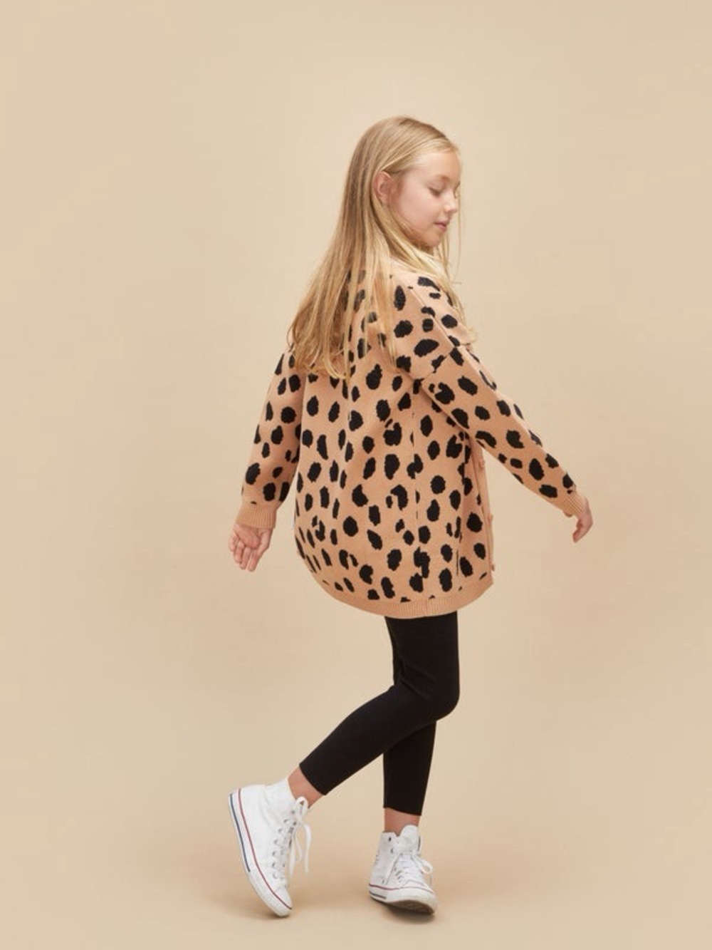 Huxbaby Tan Leopard Print Knit Sweater